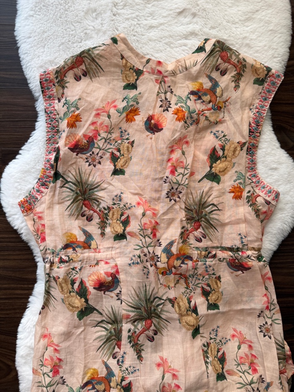 Johnny Was Workshop Floral Peach Midi Dress Embroidered sleeves size XL - Picture 3 of 15